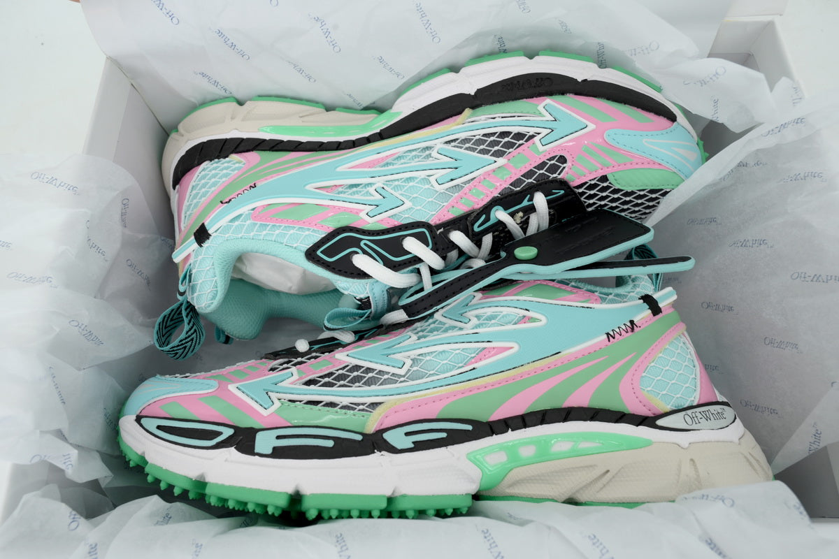 Off-White Be Right Back Fishnet Sneakers "Aqua / Mint"
