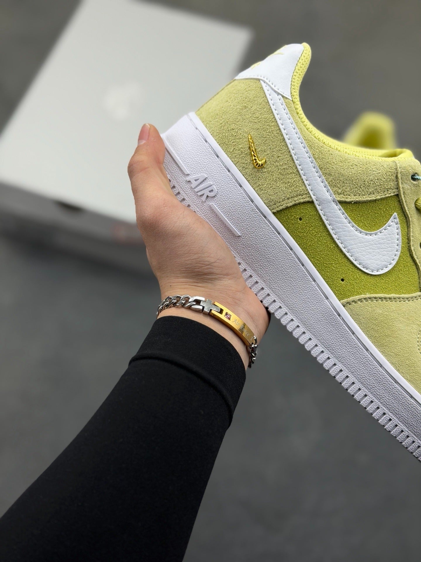 Nike Air Force 1 '07 Low "Lime Suede & Gold Embroidery"