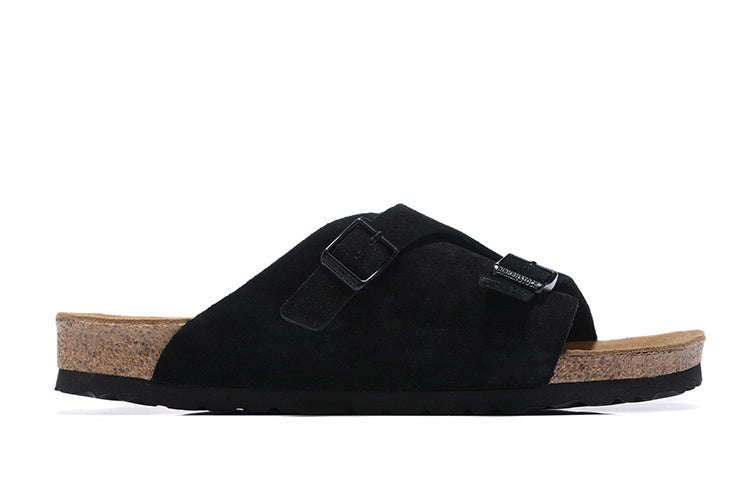 Birkenstock Zurich Suede Leather Sandals - Black