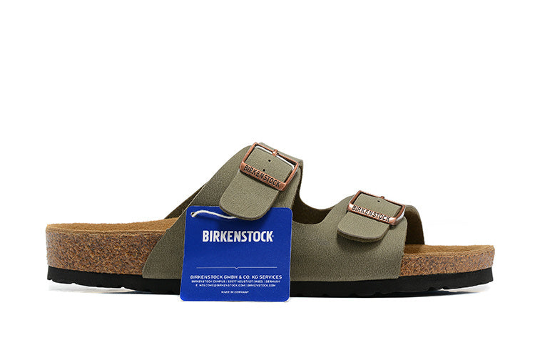 Birkenstock Arizona Birkibuc Sandals - Faded Khaki