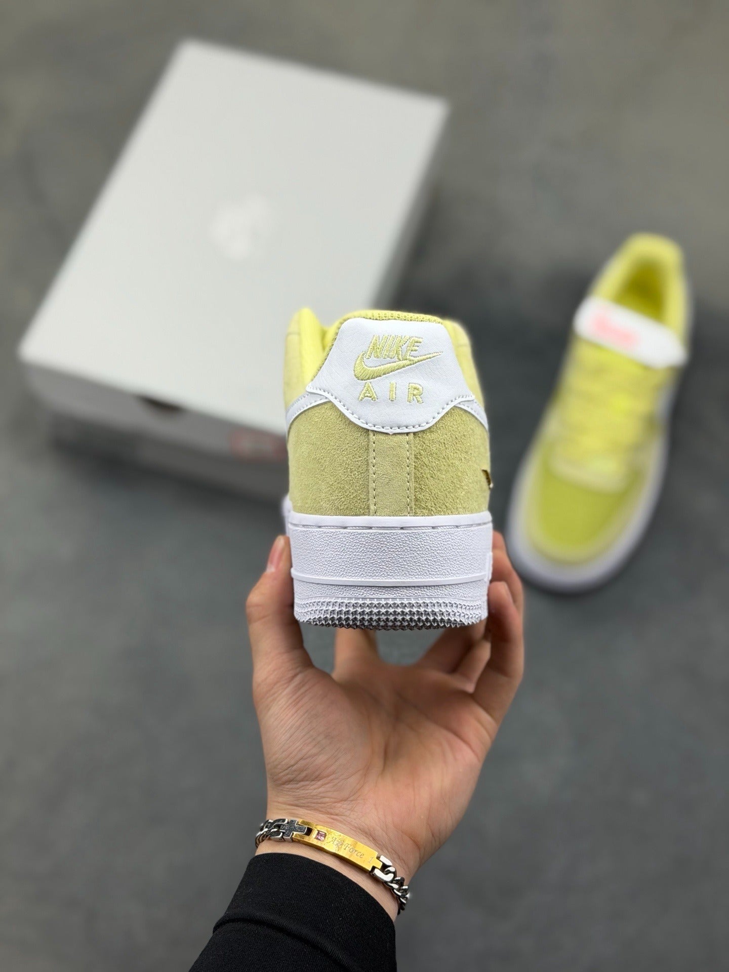 Nike Air Force 1 '07 Low "Lime Suede & Gold Embroidery"