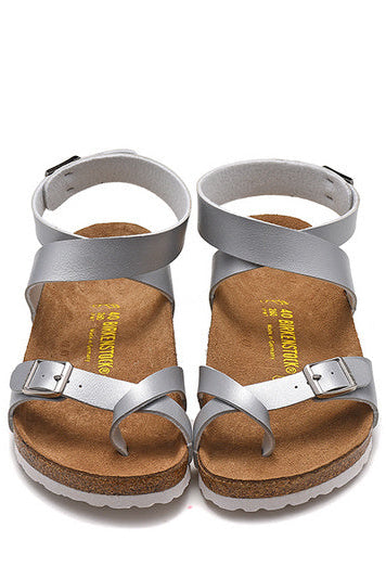 Birkenstock Yara Birko-Flor Metallic Sandals - Silver