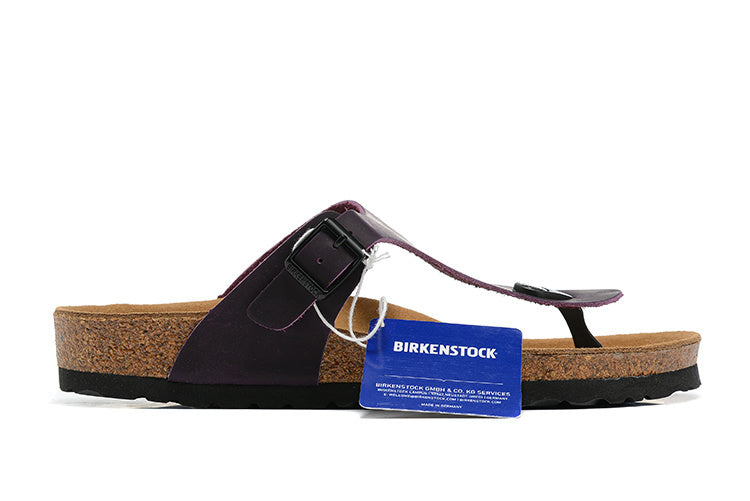 Birkenstock Gizeh  Leather Sandals - Plum Purple
