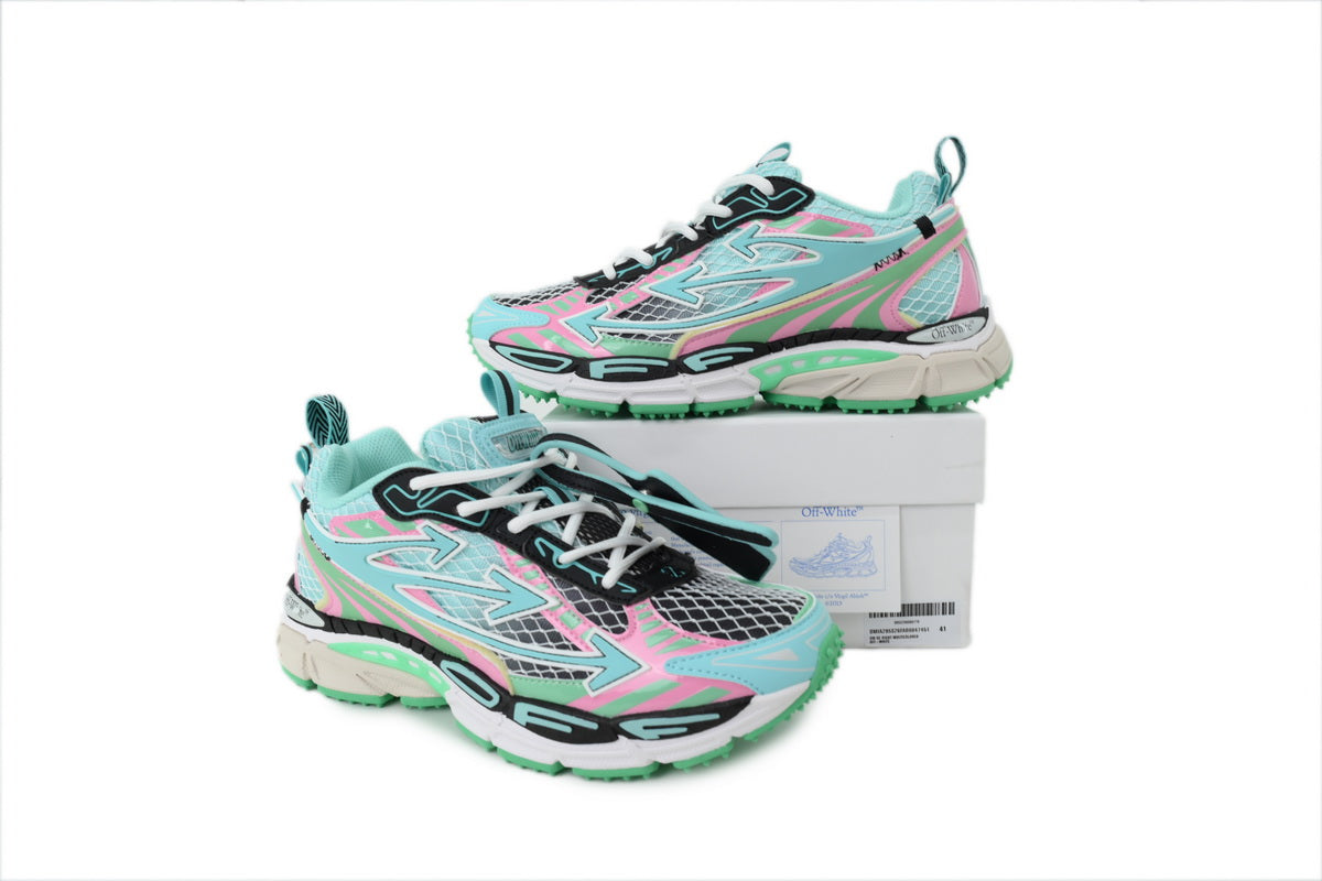 Off-White Be Right Back Fishnet Sneakers "Aqua / Mint"