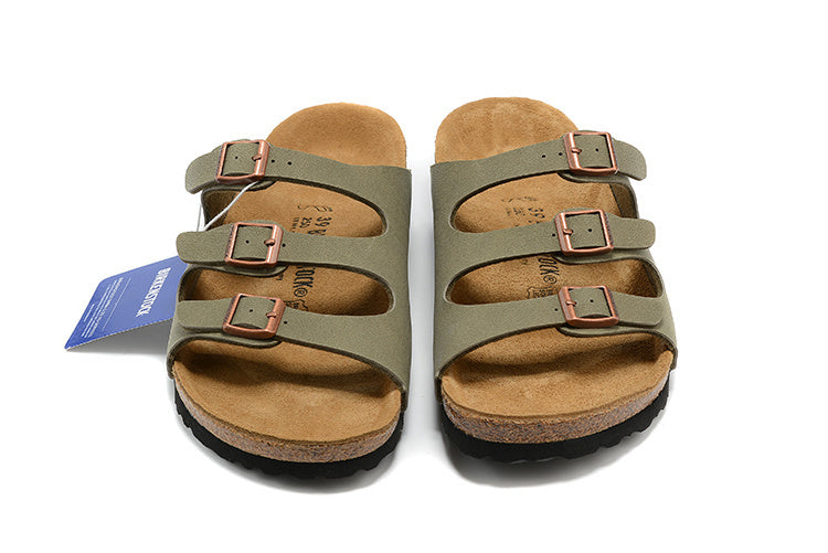 Birkenstock Florida Birkibuc Sandals - Faded Khaki