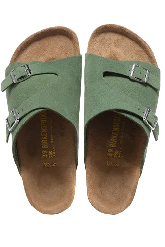 Birkenstock Zurich Suede Leather Sandals - Matcha Green