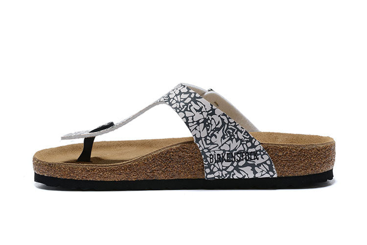 Birkenstock Gizeh Birko-Flor Sandals - Abstract Geometric White