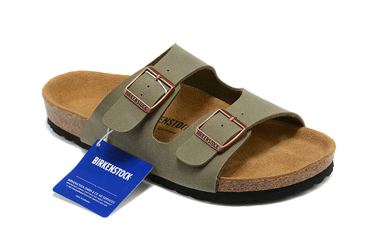 Birkenstock Arizona Birkibuc Sandals - Faded Khaki