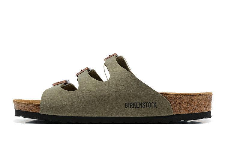 Birkenstock Florida Birkibuc Sandals - Faded Khaki