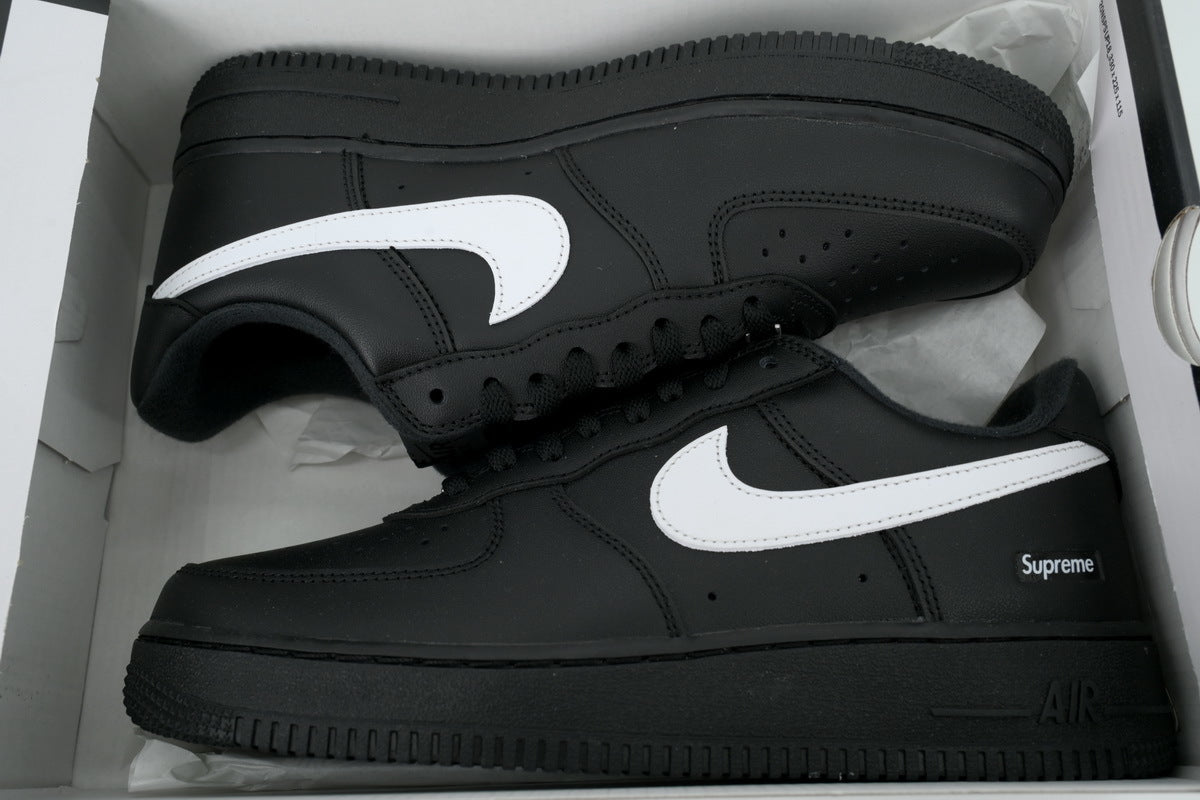 Nike Air Force 1 Low Supreme "Black White" Custom (Black Box Logo) Sneakers