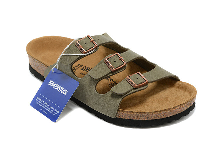 Birkenstock Florida Birkibuc Sandals - Faded Khaki
