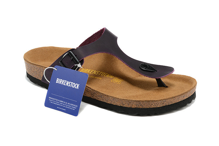 Birkenstock Gizeh  Leather Sandals - Plum Purple
