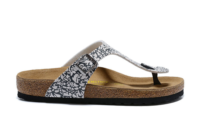 Birkenstock Gizeh Birko-Flor Sandals - Abstract Geometric White