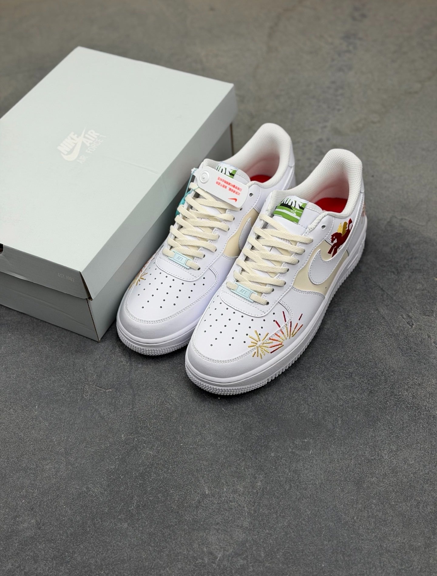 Nike Air Force 1 '07 Low "White Pegasus & Festive Embroidery"