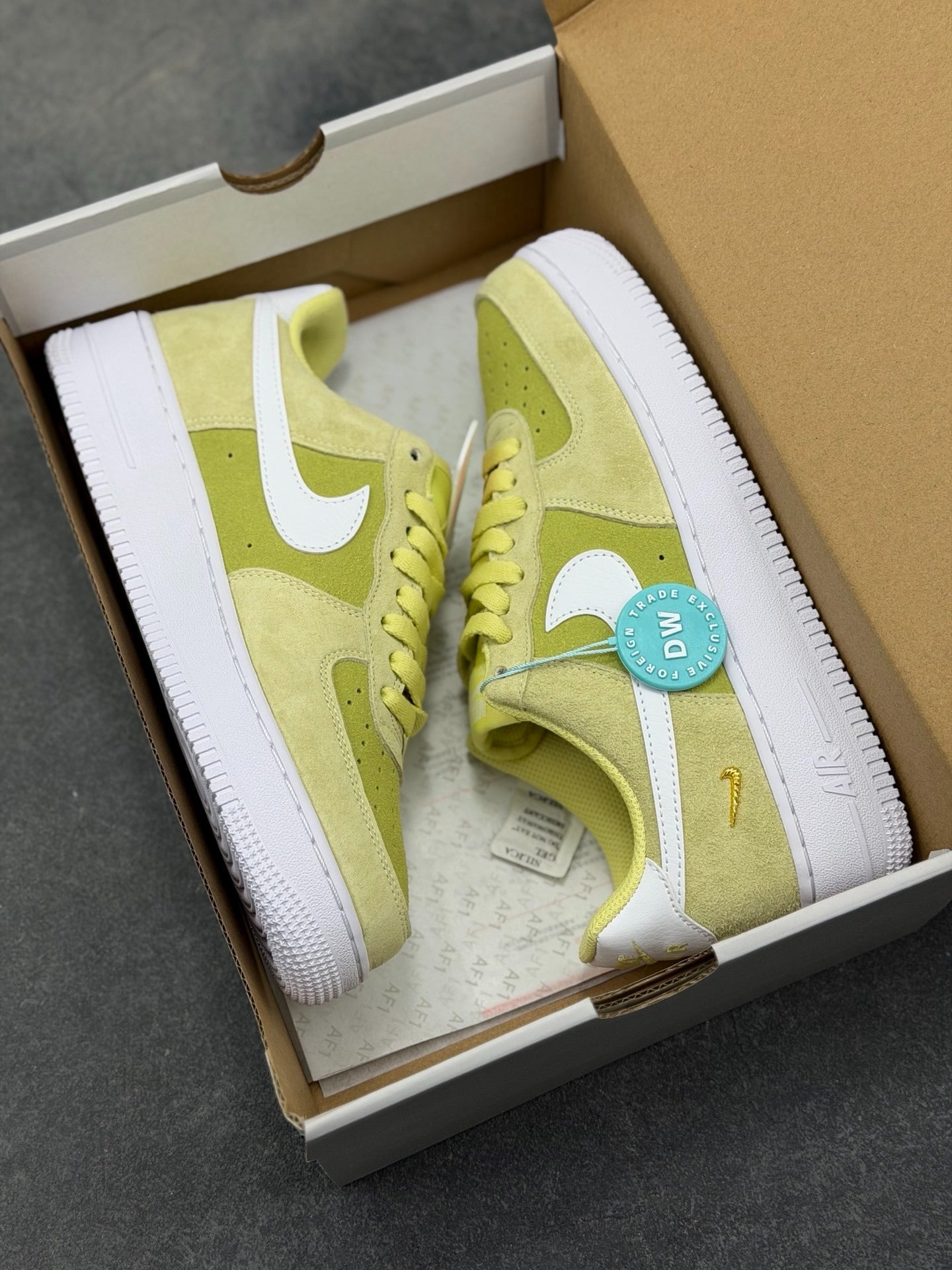 Nike Air Force 1 '07 Low "Lime Suede & Gold Embroidery"
