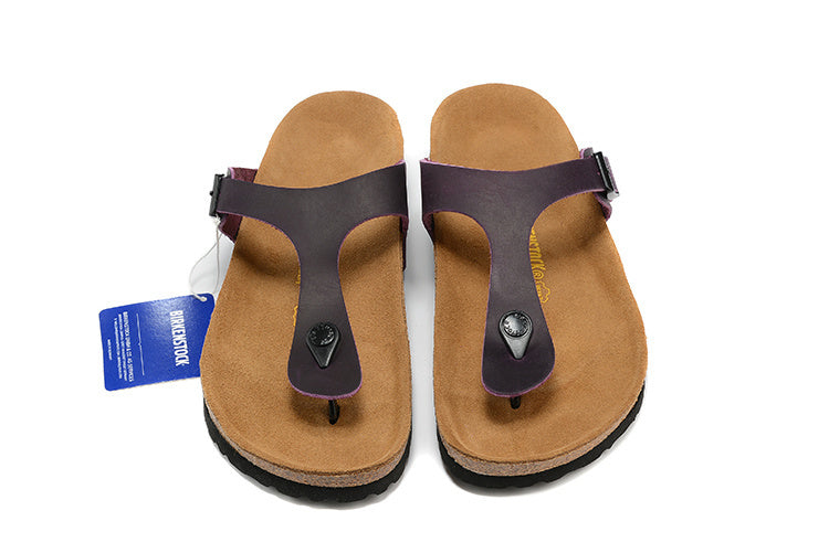 Birkenstock Gizeh  Leather Sandals - Plum Purple