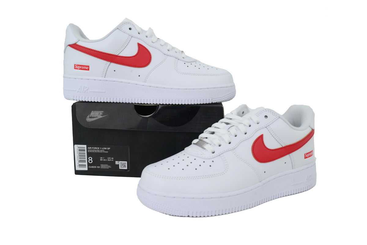 Nike Air Force 1 Low Supreme "White Speed Red" Sneakers