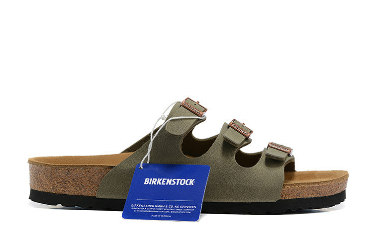Birkenstock Florida Birkibuc Sandals - Faded Khaki