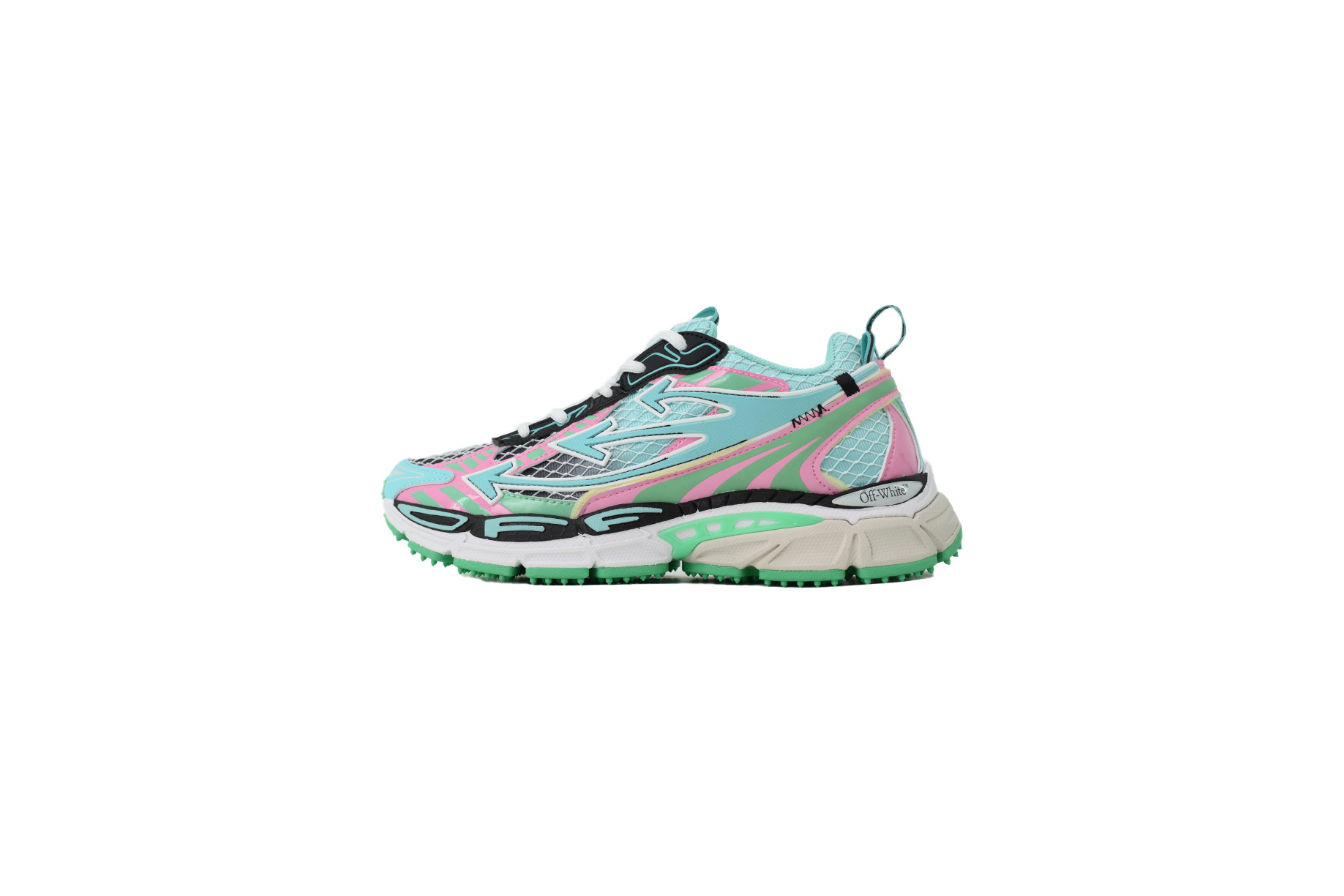 Off-White Be Right Back Fishnet Sneakers "Aqua / Mint"