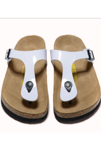 Birkenstock Gizeh Birko-Flor Patent Sandals - White