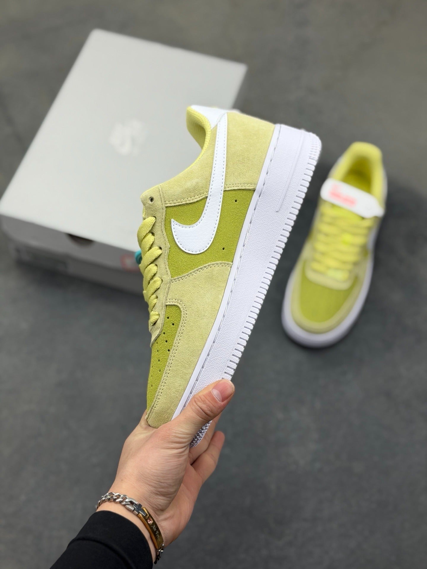 Nike Air Force 1 '07 Low "Lime Suede & Gold Embroidery"