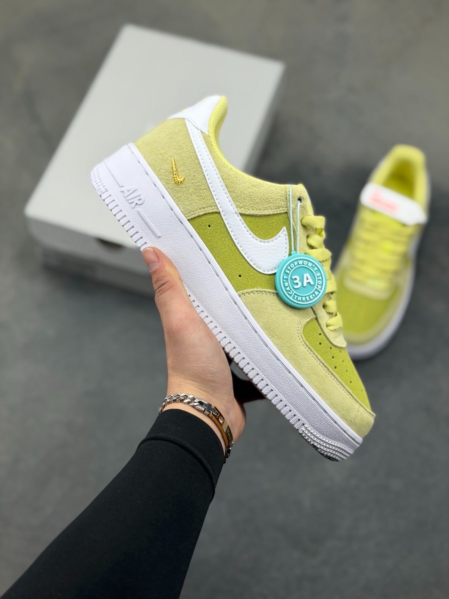Nike Air Force 1 '07 Low "Lime Suede & Gold Embroidery"