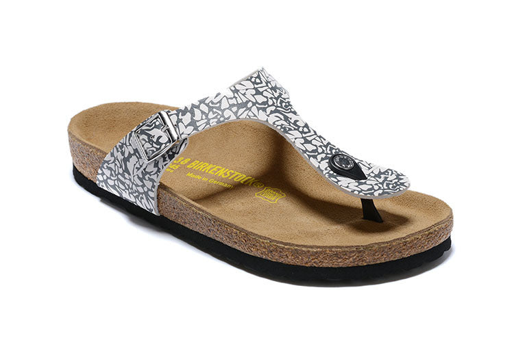 Birkenstock Gizeh Birko-Flor Sandals - Abstract Geometric White