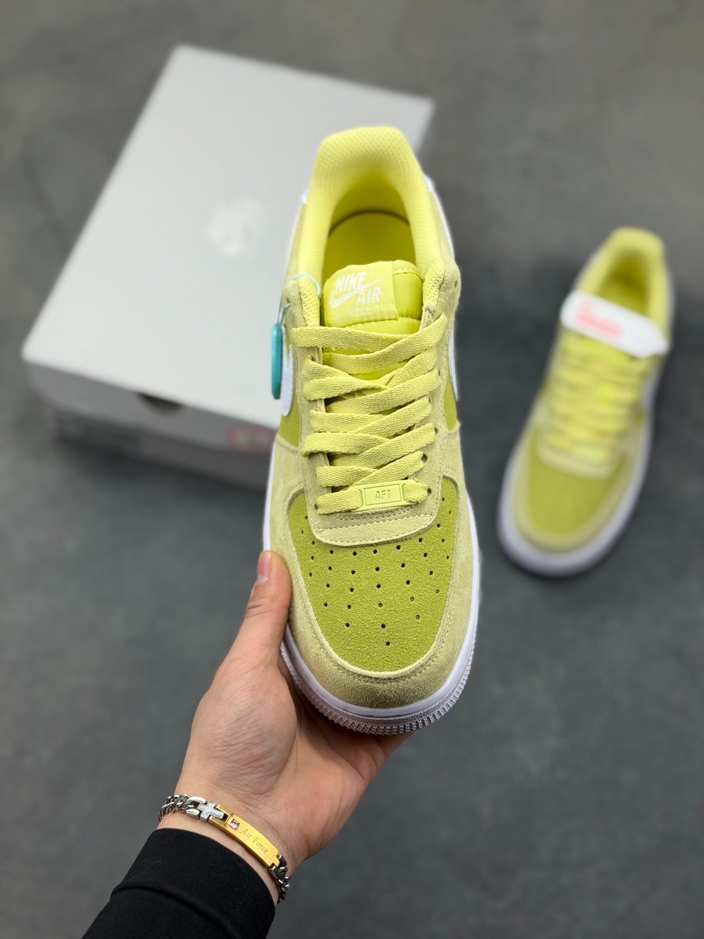 Nike Air Force 1 '07 Low "Lime Suede & Gold Embroidery"