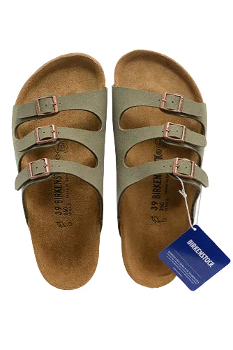 Birkenstock Florida Birkibuc Sandals - Faded Khaki
