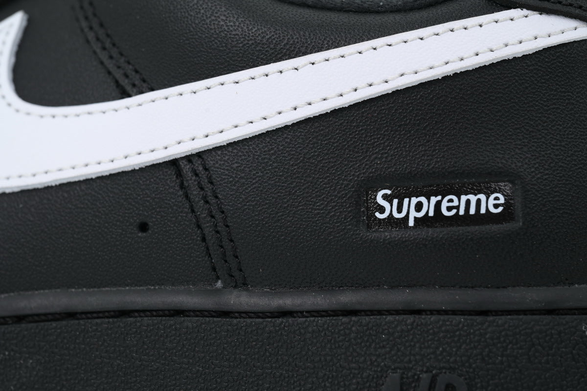 Nike Air Force 1 Low Supreme "Black White" Custom (Black Box Logo) Sneakers