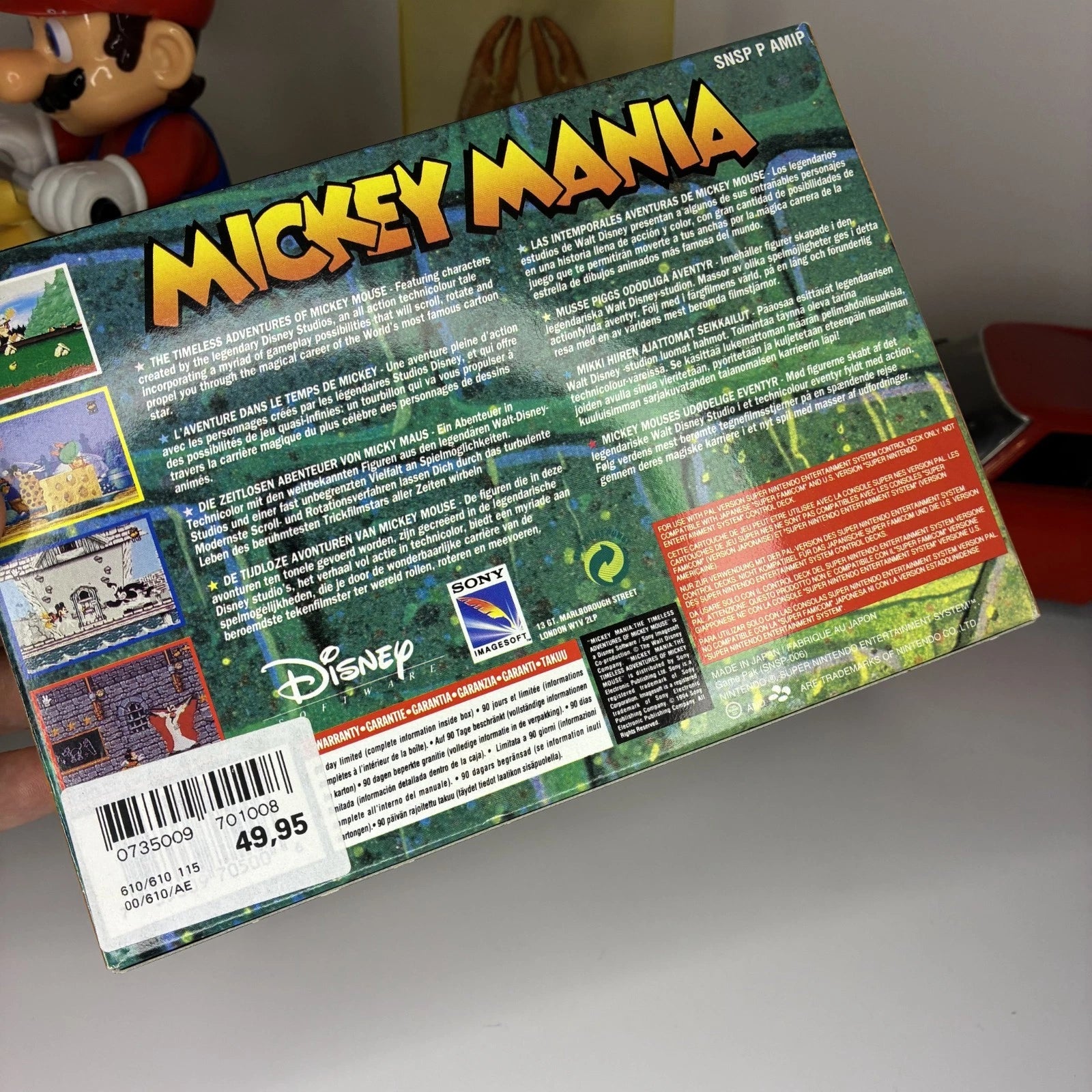 Mickey Mania SNES Super Nintendo PAL EUR Video Game Cartridge with Box