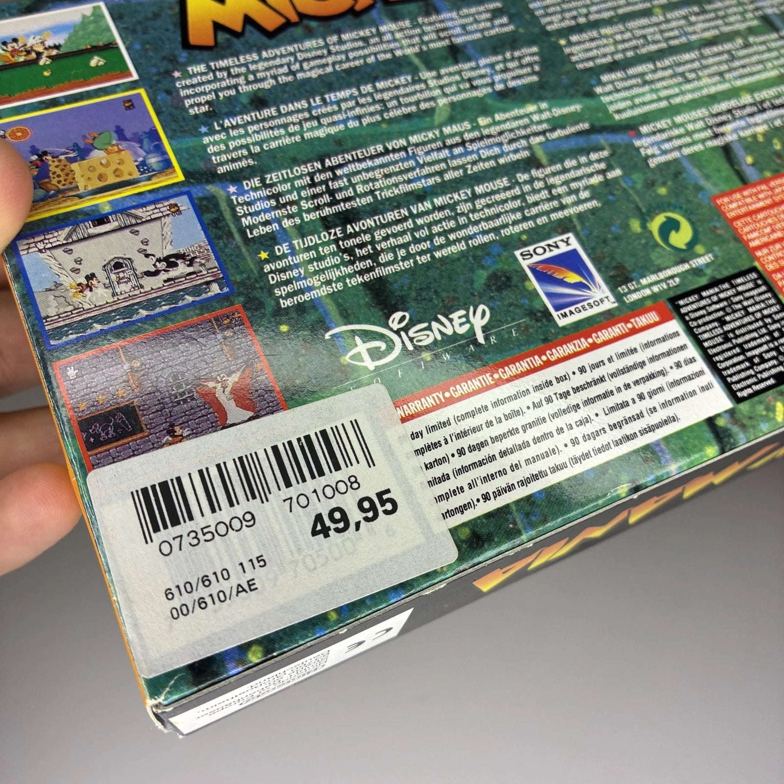 Mickey Mania SNES Super Nintendo PAL EUR Video Game Cartridge with Box