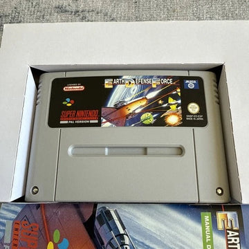 Earth Defence Force SNES Super Nintendo PAL EUR Video Game Cartridge with Box